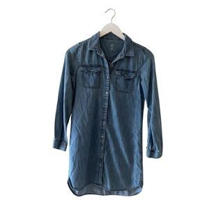 GAP Jean Button Front Long Sleeve Shirt Dress Girls Blue Denim XL (12-13)# 2508